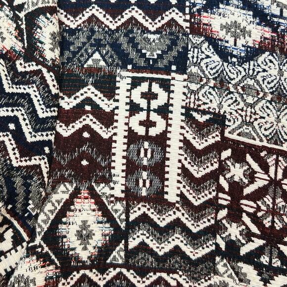 Zara Basic Patchwork Motorcycle Longline Blazer Jacket sz XS Tapestry Jacquard - Picture 5 of 8